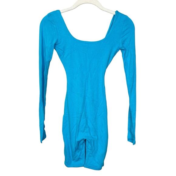 NWT Naked Wardrobe NW Scoop Me Up Long Sleeve Romper Ocean Blue sz XXS Snatched - Picture 4 of 10